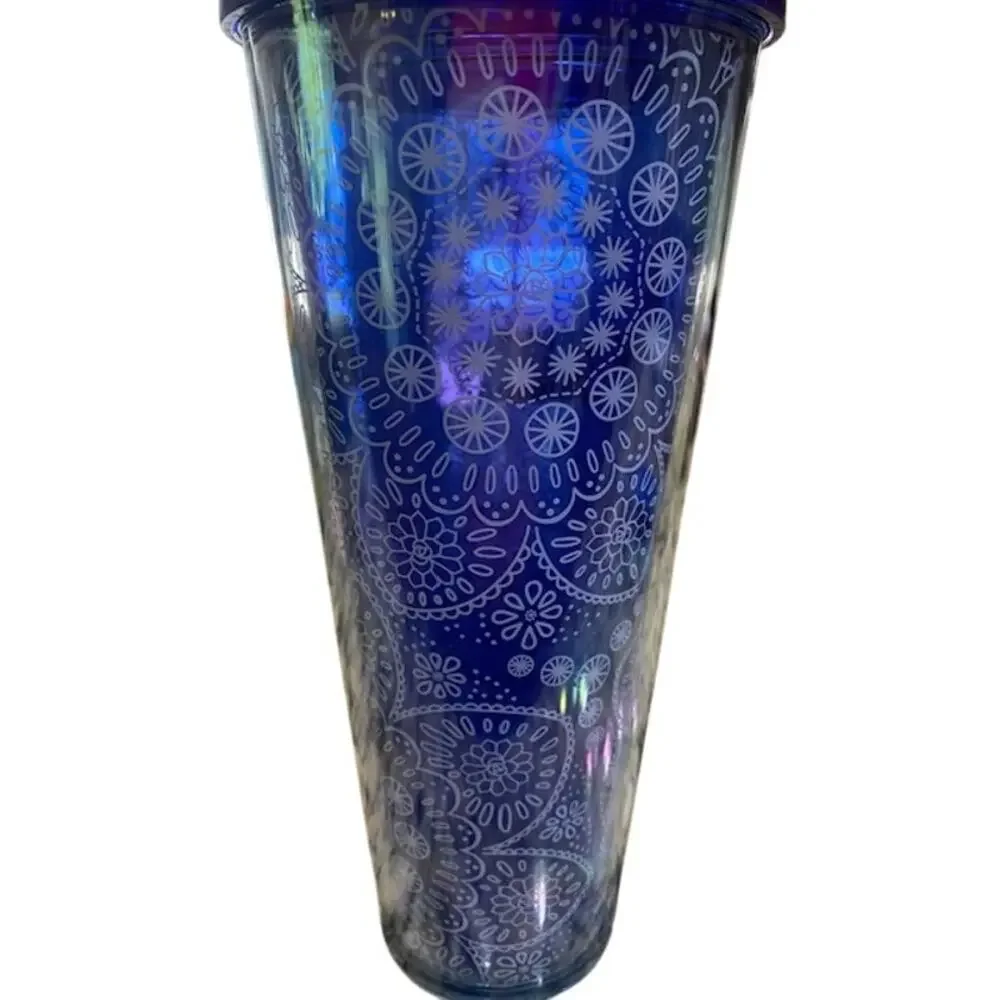Starbucks 2019 Blue & White Floral Succulent Paisley‎ Cold Cup Venti Tumbler